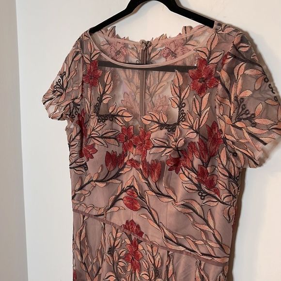 JS collection women dress pink with embroidered flower mesh - Picture 4 of 6